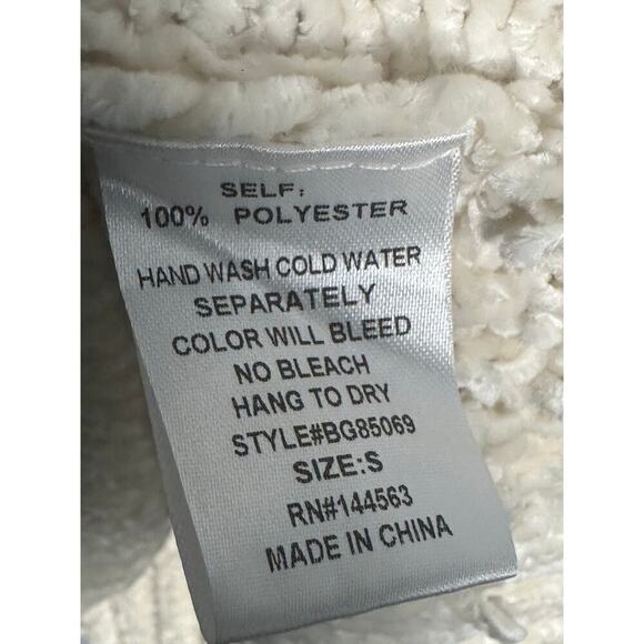 Fashion‎ Nova Sz Small Fur Cuff V-Neck Pullover Cable Knit Sweater Cream Soft - Picture 6 of 8